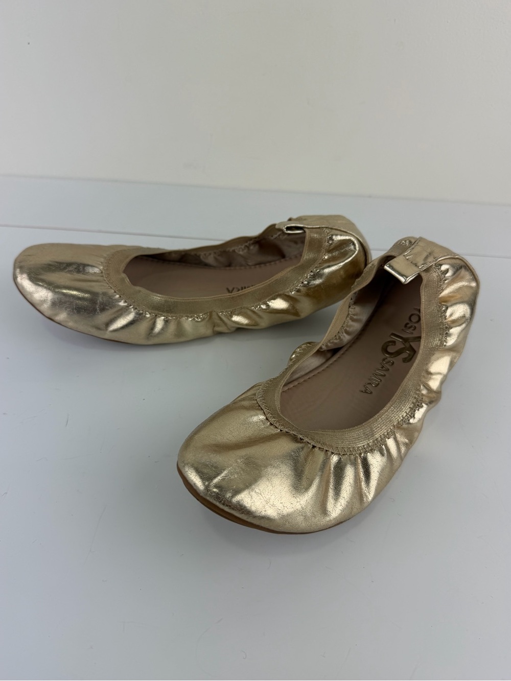 Yosi Samra Girls Metallic Gold Foldable Ballet Flats Size 4